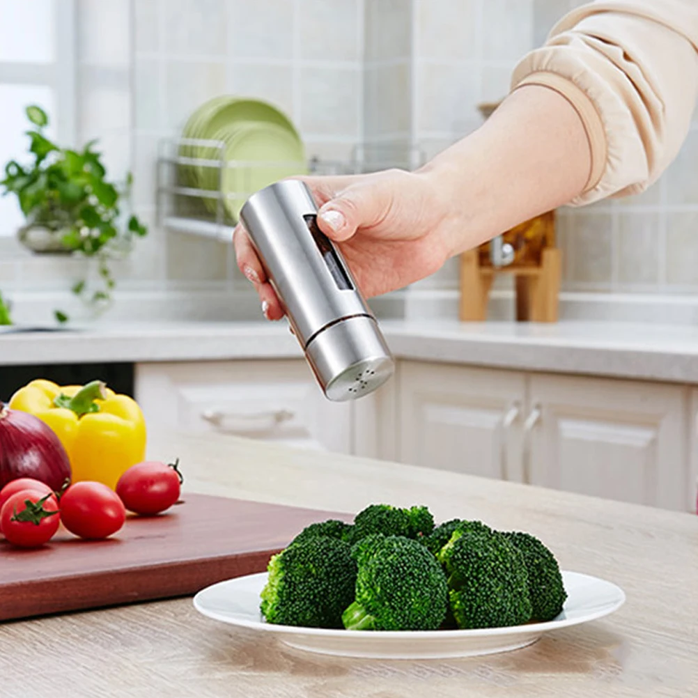 

Stainless Steel Seasoning Jars Clear Window Condiment Containers for Kitchen Spice Dispenser Set Holders Organizers Powder