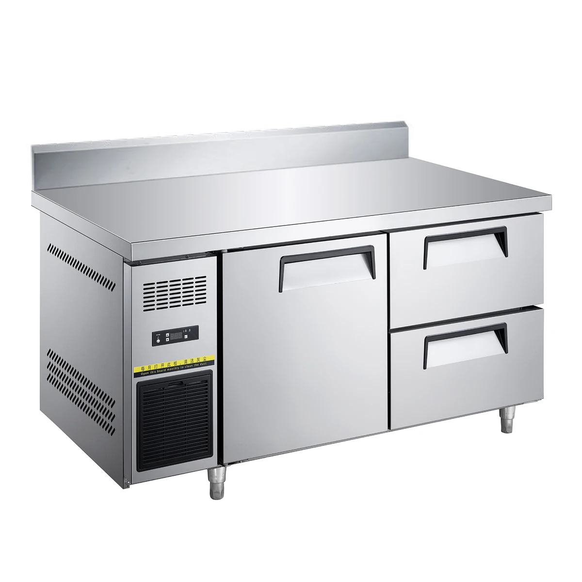 

Коммерческий холодильник NE-1012 с воздушным охлаждением, 290 л, из нержавеющей стали, с одной дверцей и двумя выдвижными ящиками, для установки под столешницу