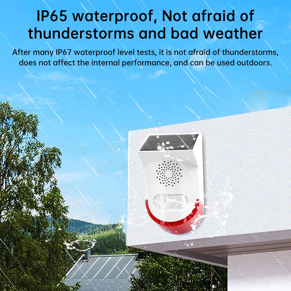 Solar Infrared Sensing Alarm Loud Volume Flash Lamp Home Security Sensors Burglar Alarm With Remote Control