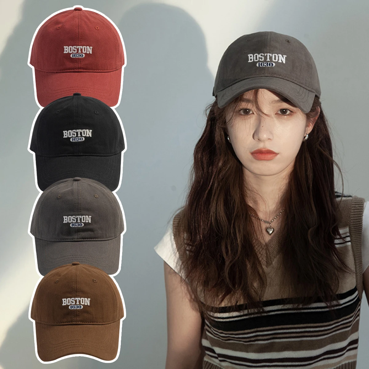 

Baseball Cap Men Tide Embroidery Couple Casual Hundred Letters Summer Duck Tongue Cap Sun Hat Sub