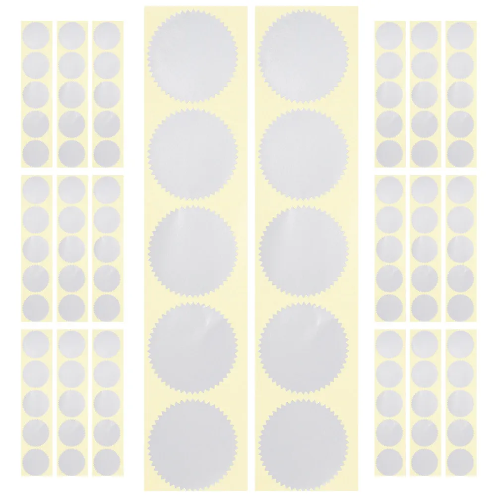 

200Pcs Silver Embossing Stickers Steel Seal Tamper Proof Scallop Edge for Certificates Awards Graduation Print Master Labels