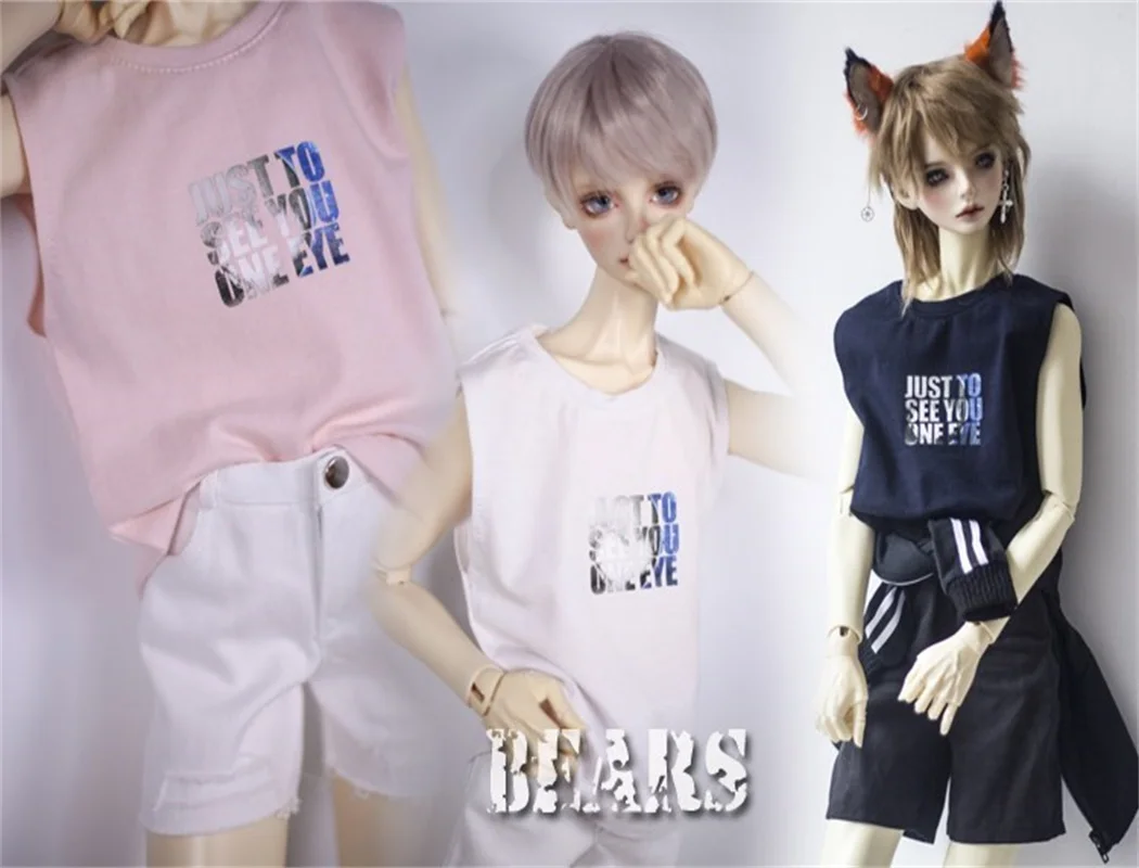 BJD doll clothes suitable for 1/31/4 uncle size fashion new print sleeveless vest simple all-match top 3 colors for men and wome