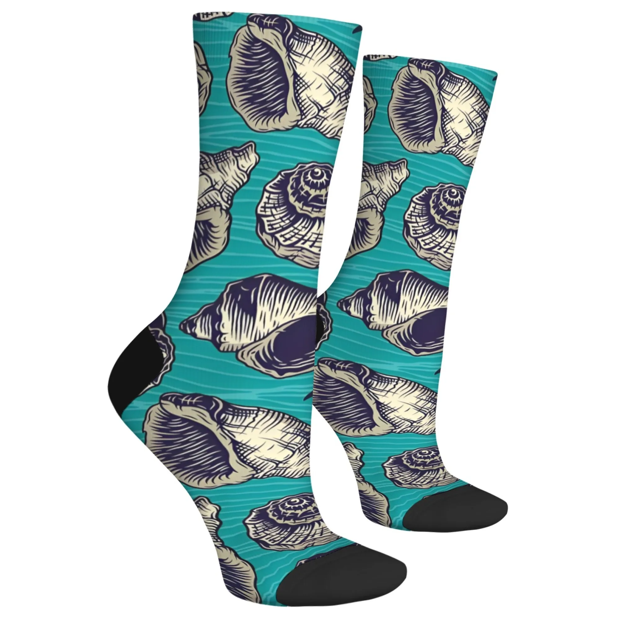 1 زوج الرجال طاقم الجوارب الرجعية صدف طباعة لينة مريحة عارضة الجوارب للاستخدام اليومي والشاطئ عشاق فريد البط البري الساحلية نمط