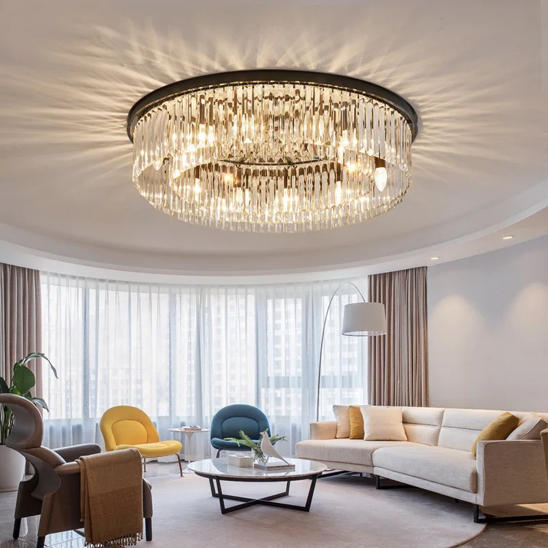 Silver Luxury Crystal Ceiling Chandelier 2024 Led Lampara De Techo Lamp Gold Ceiling Lights Home Decor Lustres for Living Room