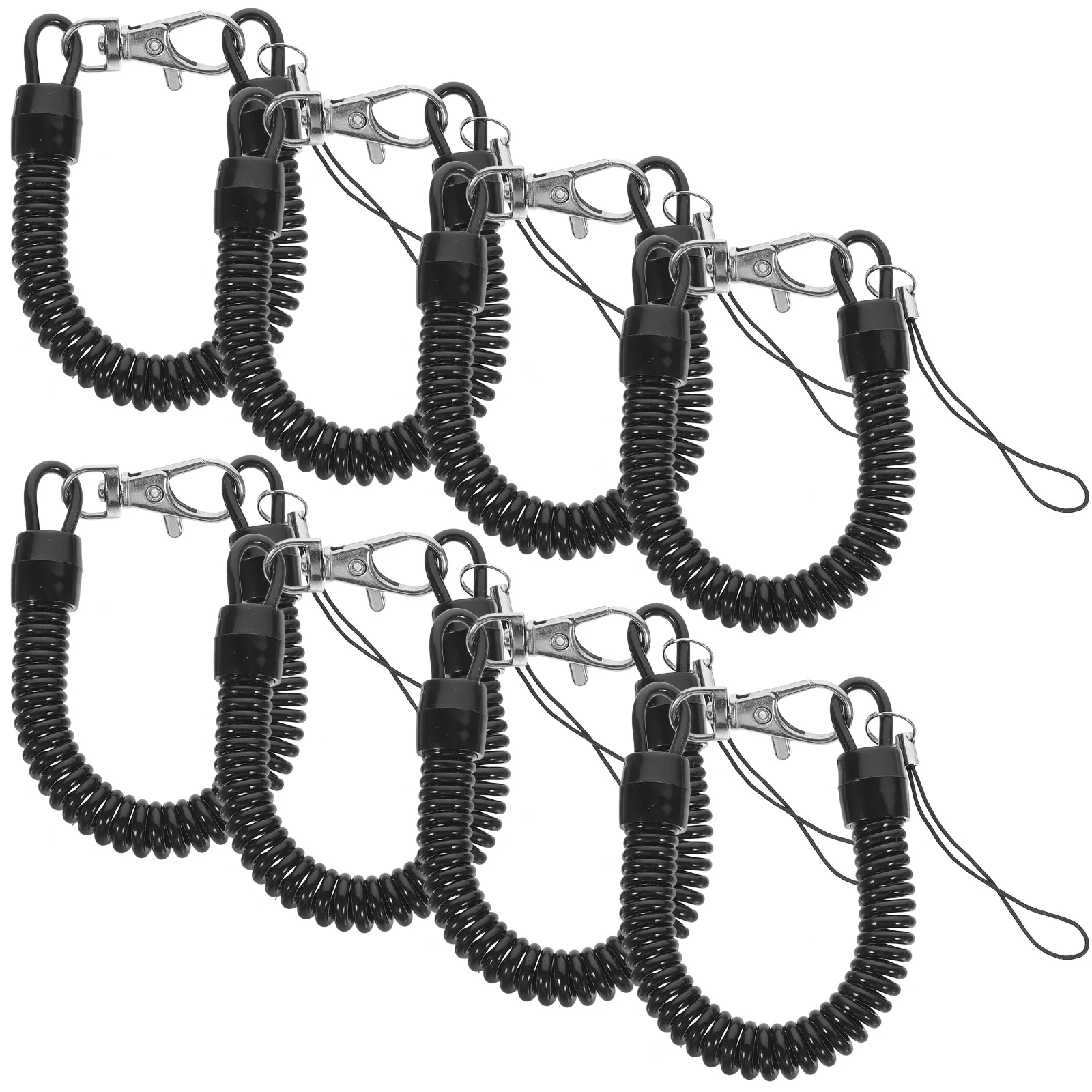 8 Pcs Cord Lanyard -lost Keychain Pendant Buckle (8pcs) Spring Coil Retractable Heavy Duty Chains