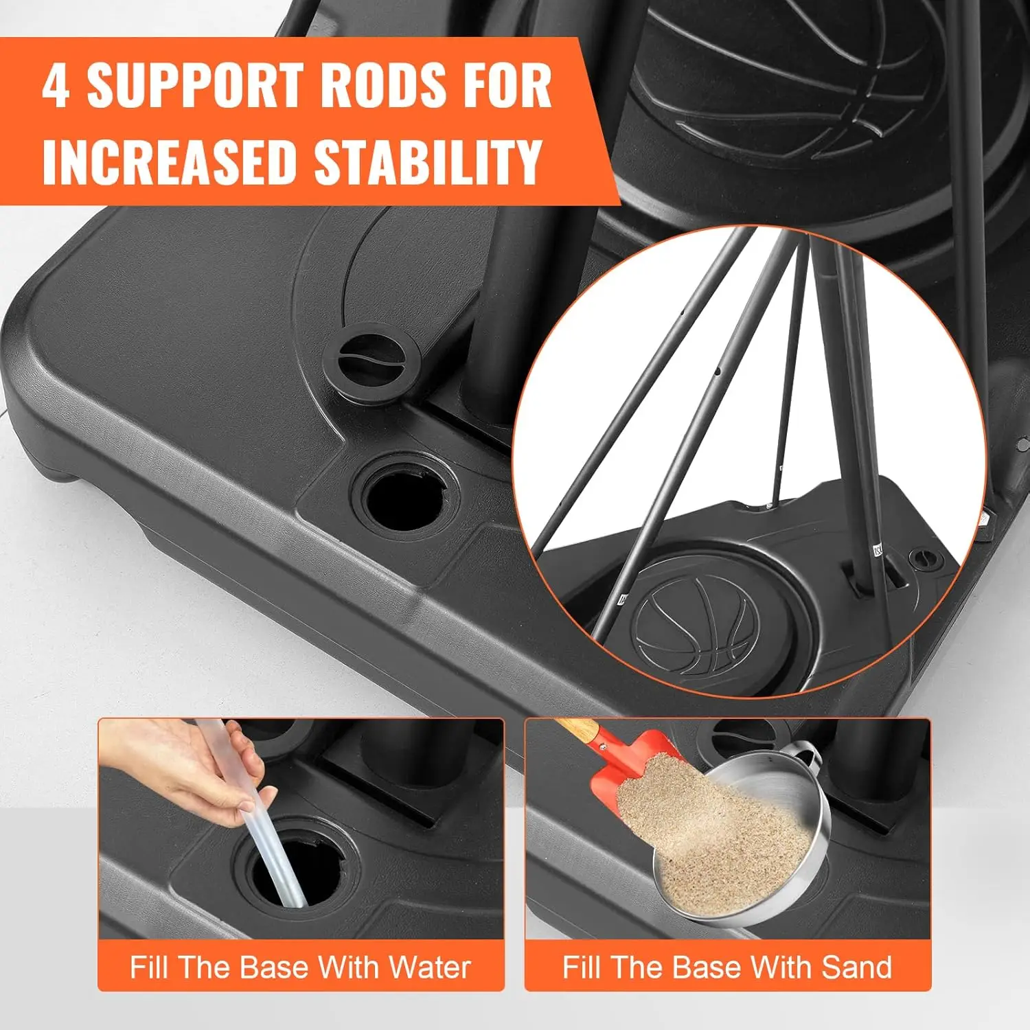 Basketball Hoop Outdoor, 5.2-10FT Height Adjustable Portable Basketball Hoops with 44 Inch Shatterproof Backboard