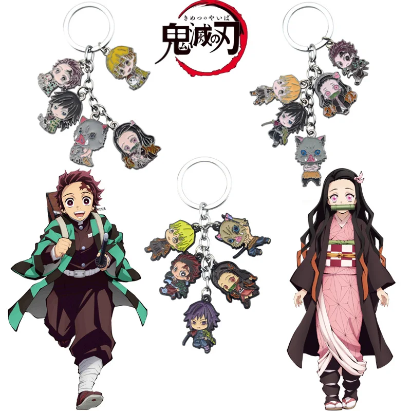 Anime Demon Slayer Portachiavi Kamado Tanjirou Acrilico Tendenza moda Portachiavi per orecchino per donna Uomo Regalo Decorazione Gioielli per auto