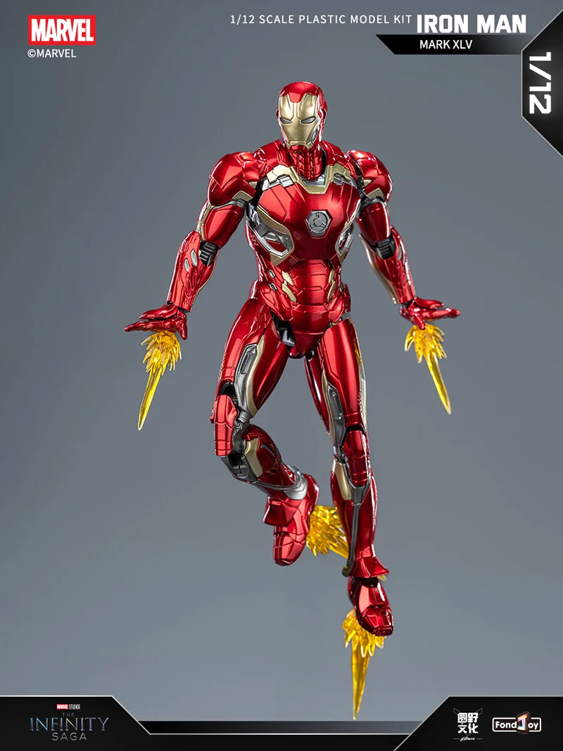 Fondjoy Anime Figure Iron Man MK46 Model Kit 1/12 Infinity Saga Ironman Mark 45 Mark 46 Assembly ABS Joint Movable Kids Toy Gift