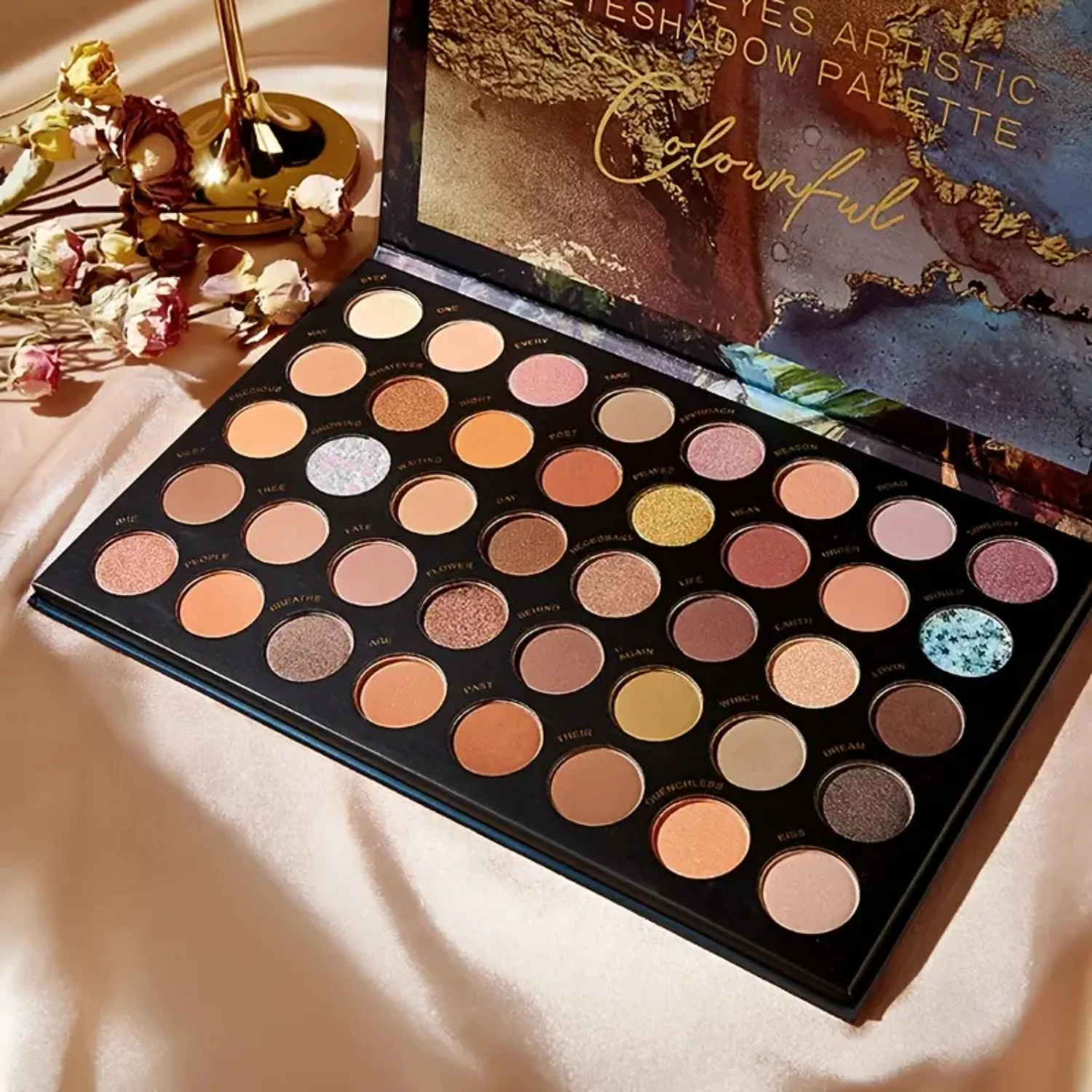 

Glamorous and Stunning NOVO Waterproof Eyeshadow Palette with 40 Highly Pigmented Shades for All-Day Glamorous Look - Featuring