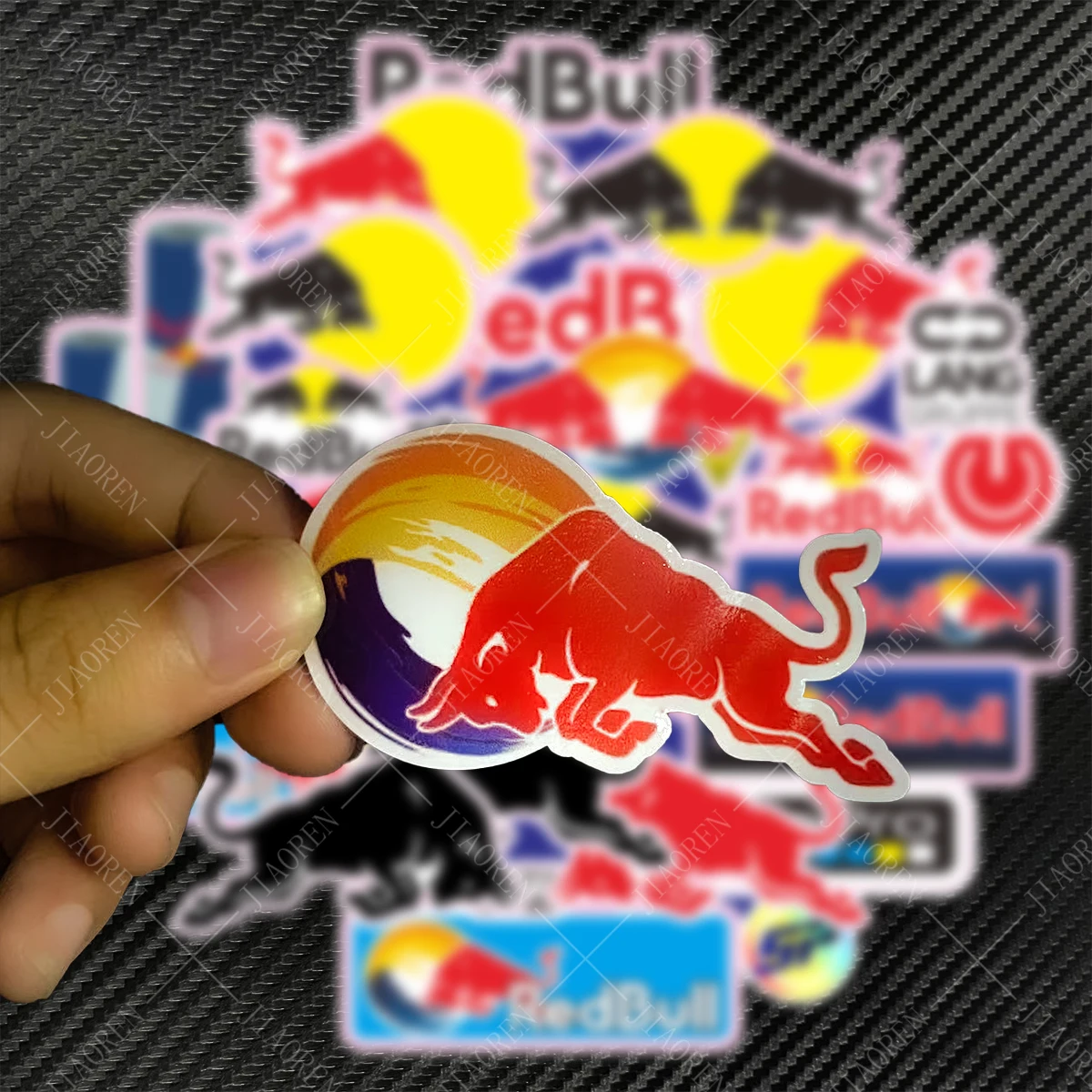 30Pcs Red Bull Sticker Decals Logo Motorcycle Car Badge Helmet Tank Kit