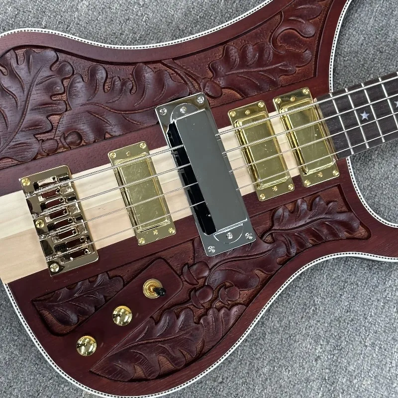 4003 Electric Bass Guitar in Brown Maple Side Material with Gold Pickups Fast Shipping