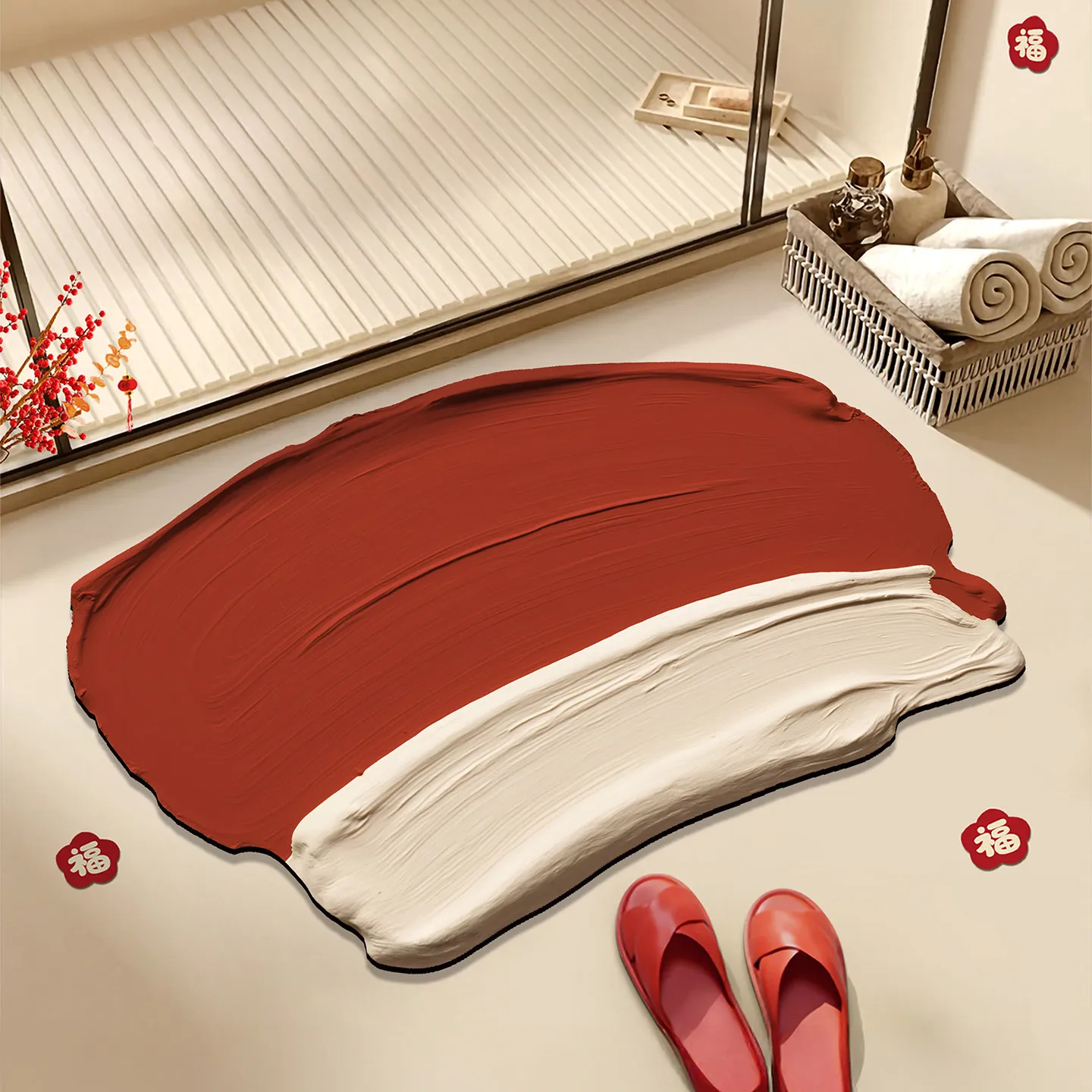 Quick Dry Super Absorbent Non Slip Irregular Color Block Diatomaceous Earth Bath Mat Washroom Shower Sink Decor Floor Mat