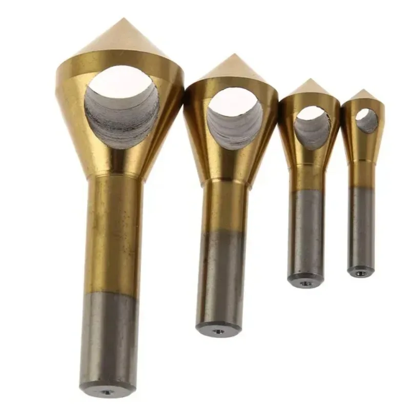 Juego de brocas de avellanado y desbarbado recubiertas de titanio, 4 unidades, 2-5mm, 5-10mm, 10-15mm, 15-20mm, herramienta de corte de Metal/madera/plástico