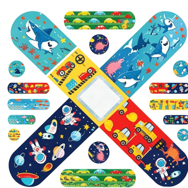 10pcs PE Waterproof Breathable Cartoon Adhesive Bandages for Kid Elastic Sticky Colorful Cute Wound Plasters Wound Care Supplies