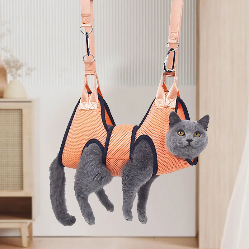 

Eco-Friendly Pet Hammock Harness Restraint Bag for Grooming Cleaning Bathing and Nail Clipping for Cats
