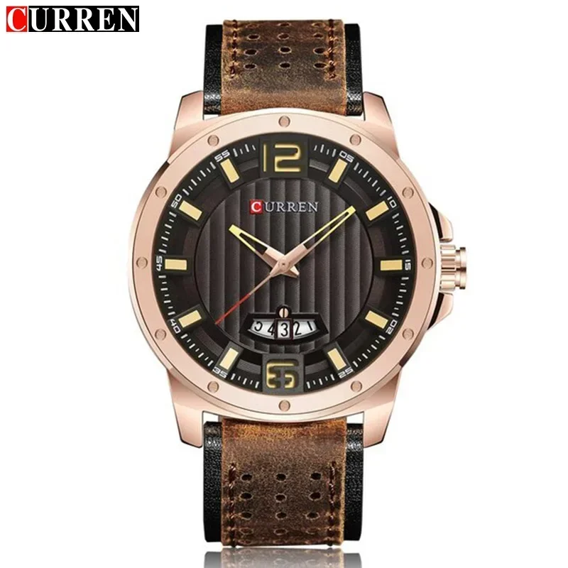 CURREN 8293 Top Brand Luxury Watch Men Date Display Leather Strap Creative Quartz Wrist Watches relogio masculino