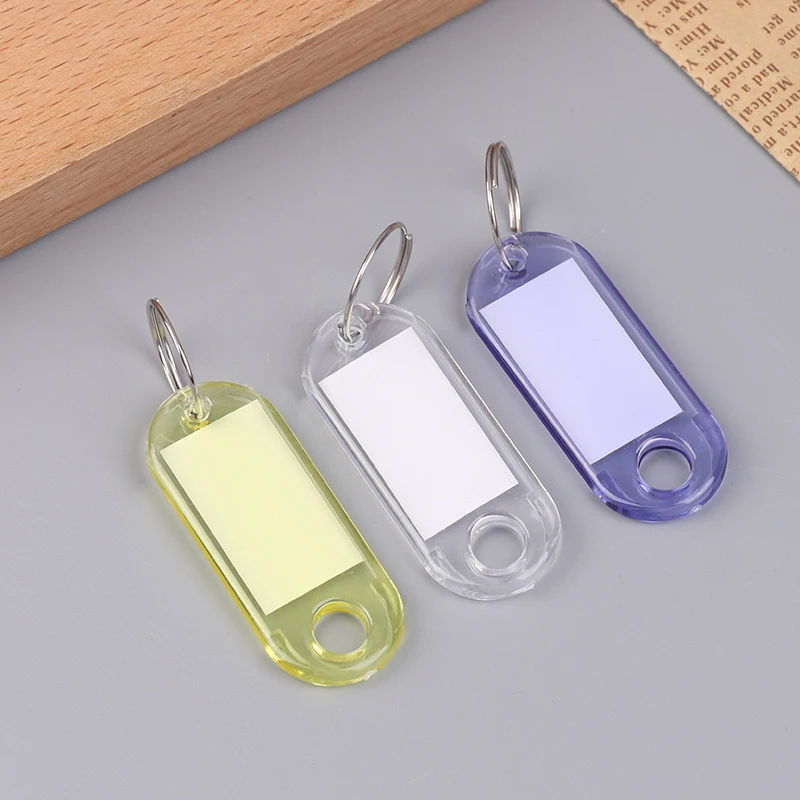 10Pcs Plastic Clear Classification Plate Key Tags Label Numbered Name Baggage Tag ID Label With Split Ring