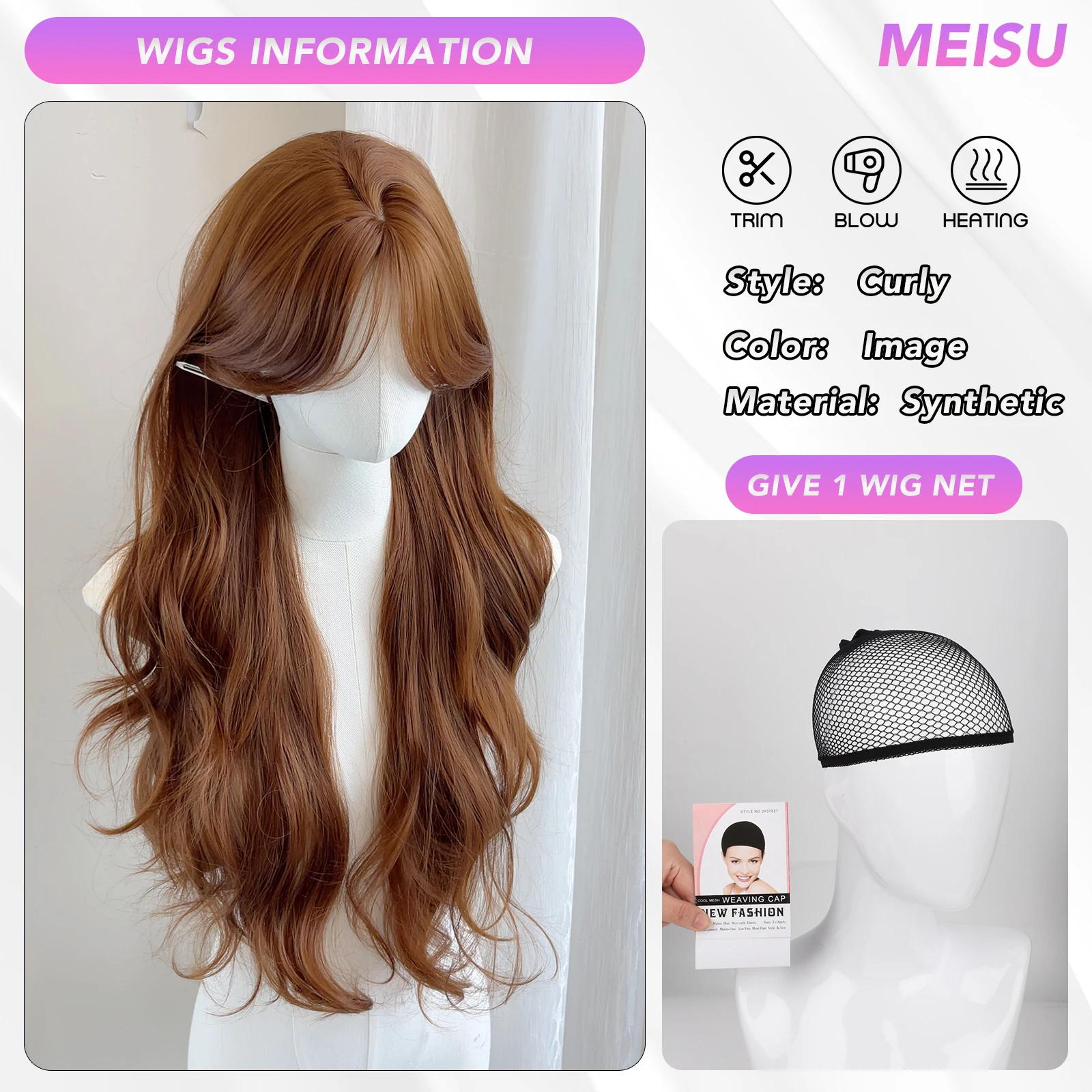 MEISU 30 بوصة شعر مستعار طويل مجعد صورة اللون الألياف الاصطناعية الطبقات الشعر مقاومة للحرارة الطبيعية السلس تمديد الشعر Selfie الطرف