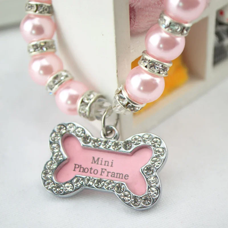 Dog Chain Teddy Collar Pink Pearl Necklace Cat Personalized Pets Dogs Accessories Pet Decorations Birthday Dress Up