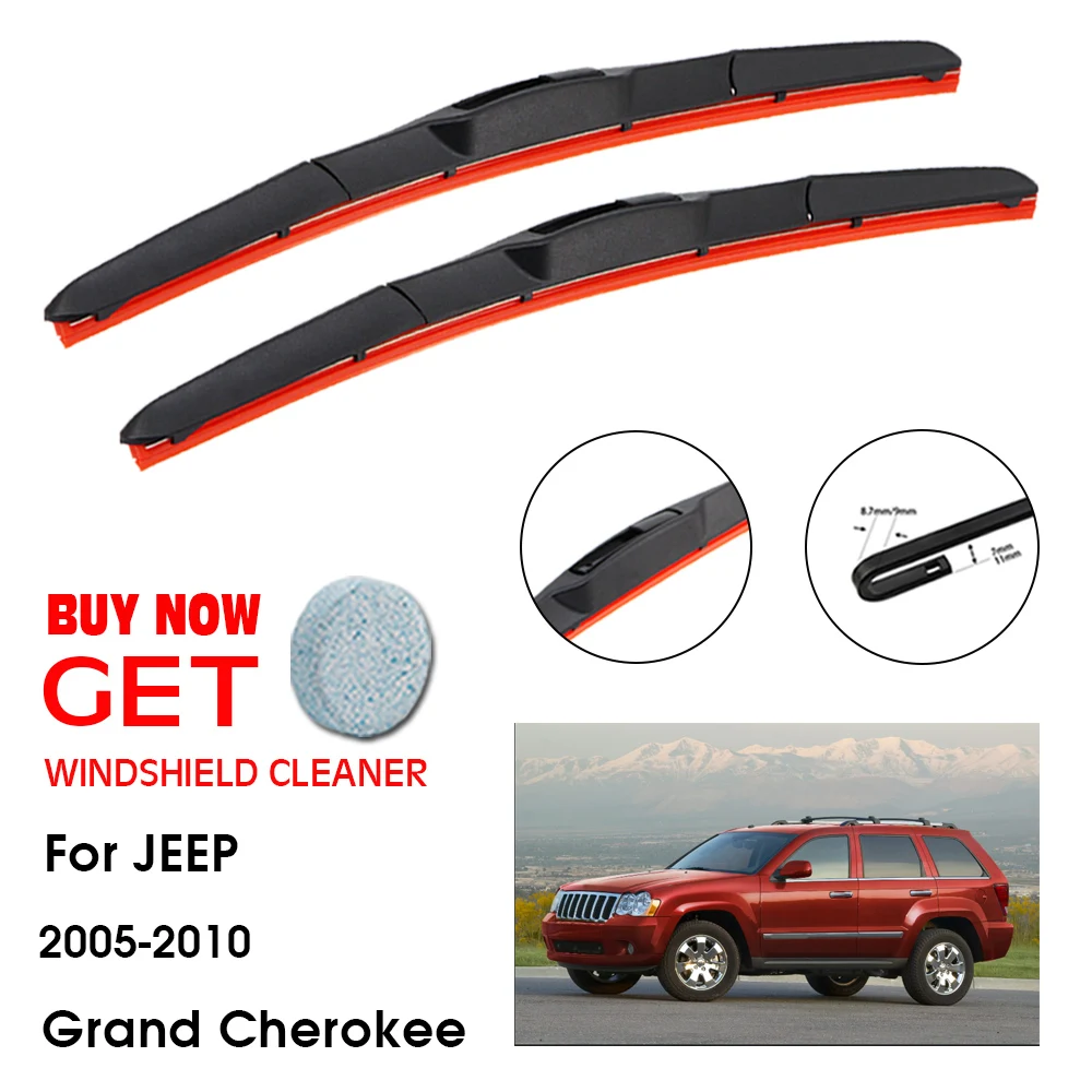 

Car Wiper For JEEP Grand Cherokee 22"+21" 2005-2010 Front Window Washer Windscreen Windshield Silica Gel Wiper Blade Accessories