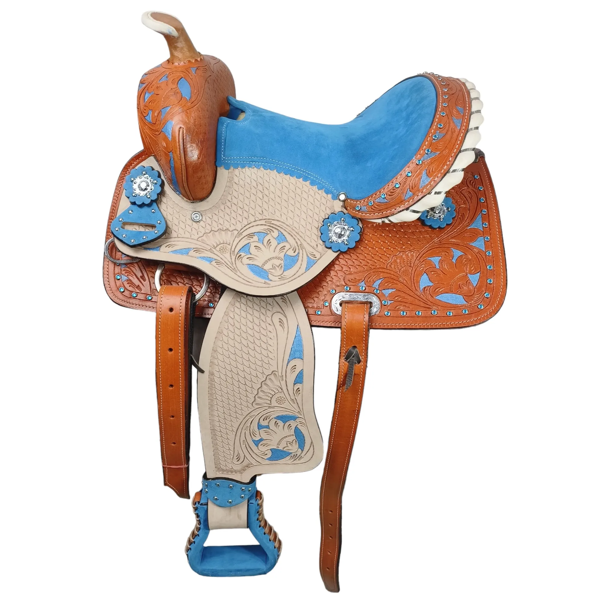 Handmade Premium Quality Leather Western Barrel Racing Horse Saddle Trail Custom Size Design Color With All Accessories Included