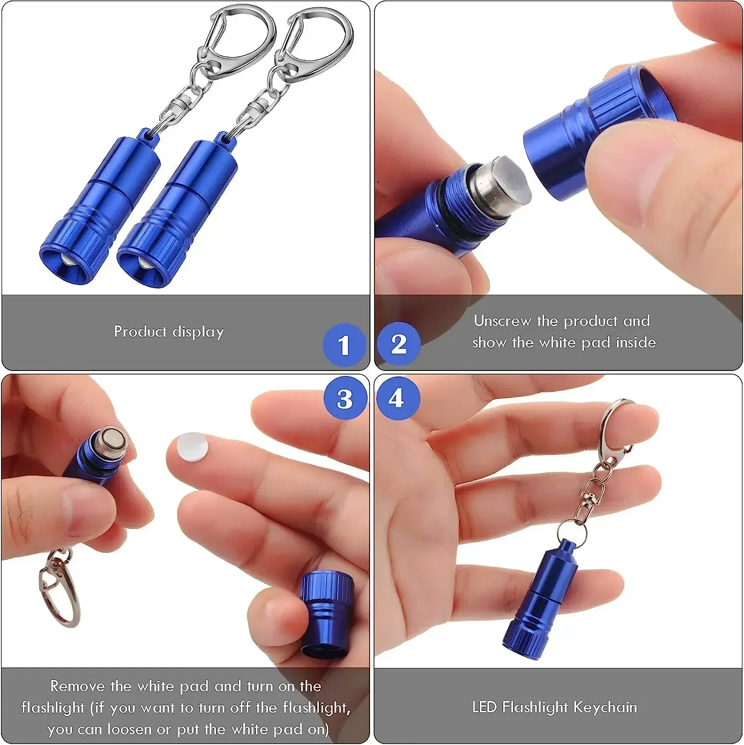 Mini LED Flashlight Pocket-sized Emergency Light Key Ring Flashlight Keychain Lights Small Torch with Button Battery