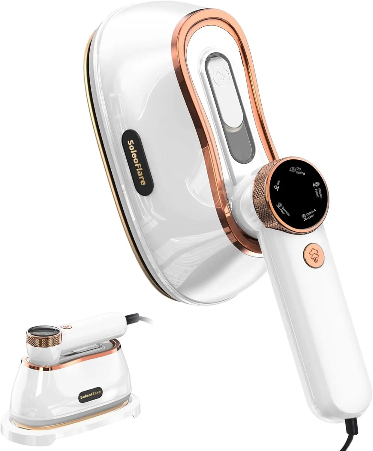 

Отпариватель для одежды и утюг 2-в-1, дорожный отпариватель 1200 Вт, 5 режимов, ЖК-дисплей, 180 мл для 20 минут отпаривания, прошел испытания UL 141, белый