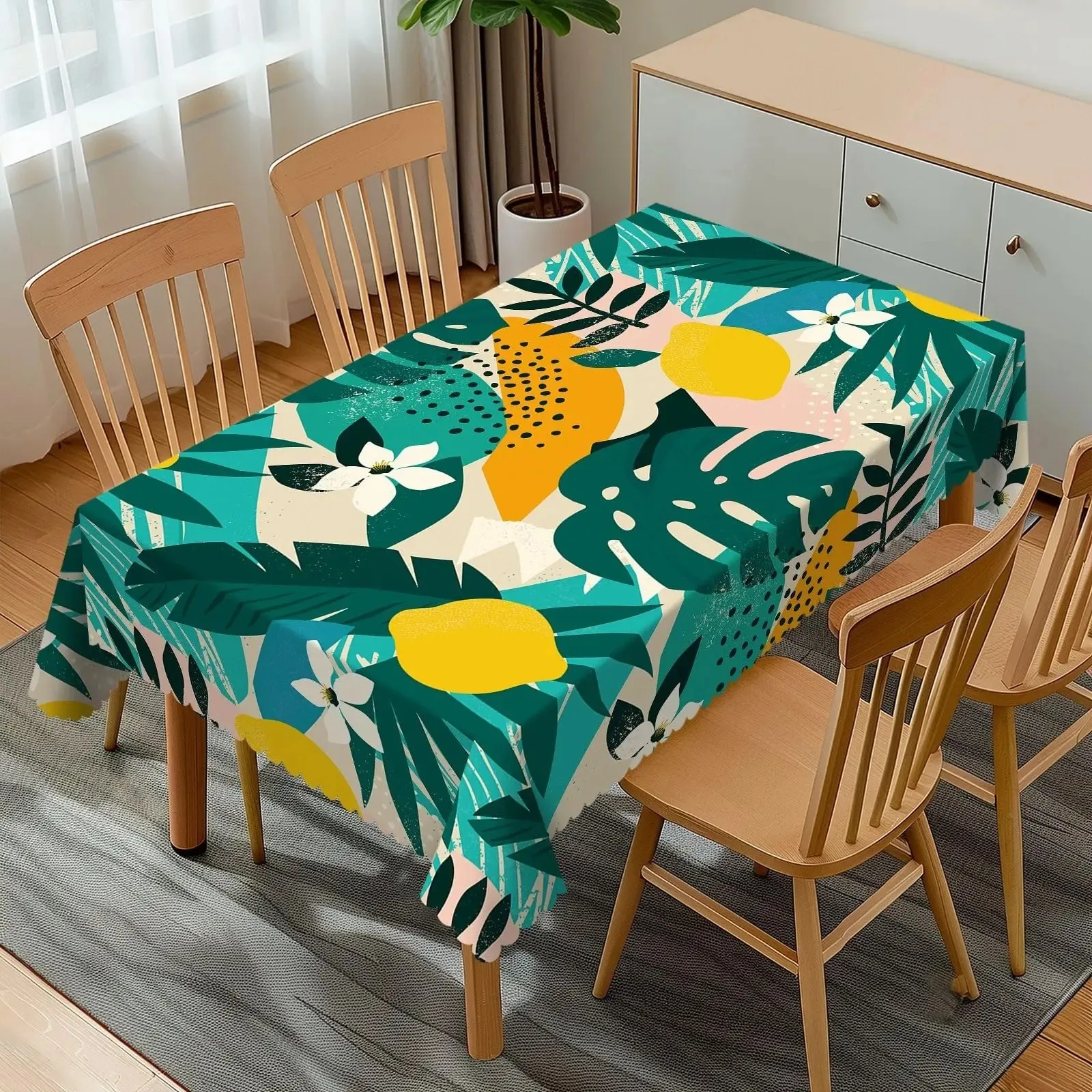 

Waterproof Polyester Lemon Tablecloth 2D Flat Printed Tropical Fruit Table Cover For Dining Room Kitchen Home Decor Summer