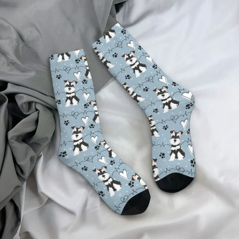 Miniature Schnauzer Dog Mens Crew Socks Unisex Fun Animal Pet Spring Summer Autumn Winter Dress Socks