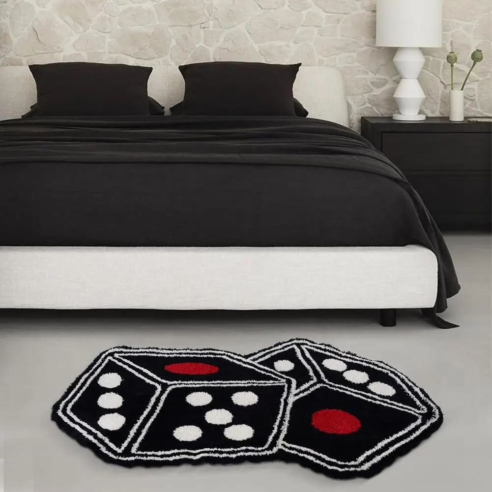 Floor Mat Dice Pattern Imitation Cashmere Entry Rug Floor Mat Quick-Drying Anti-Slip Bottom Rug Home Decor Living Room Carpet