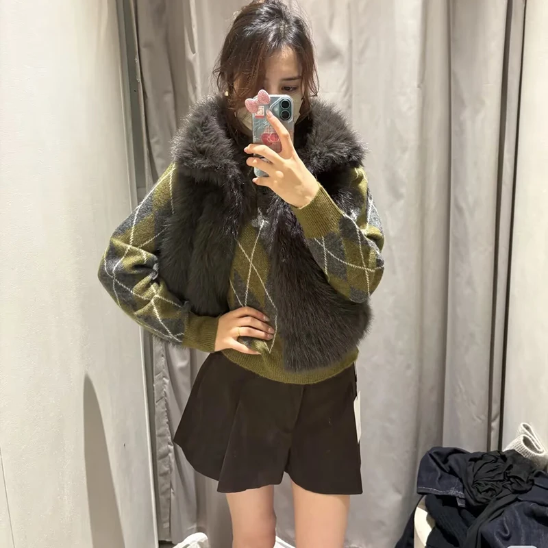 Tidalyf 2025 المرأة الماس متماسكة سترة بولو رفض طوق اثنين زر لينة عادية أنيقة الخريف الشتاء