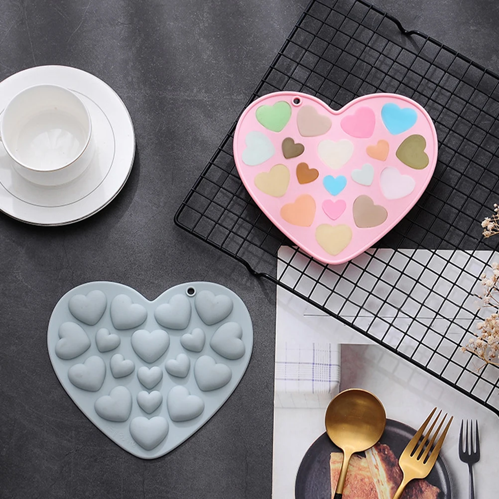 

2Pcs Baking Molds Food Grade Silicone Jelly Chocolate Heart Shaped Cookie Molds MultiFunction DIY Biscuit Gifts