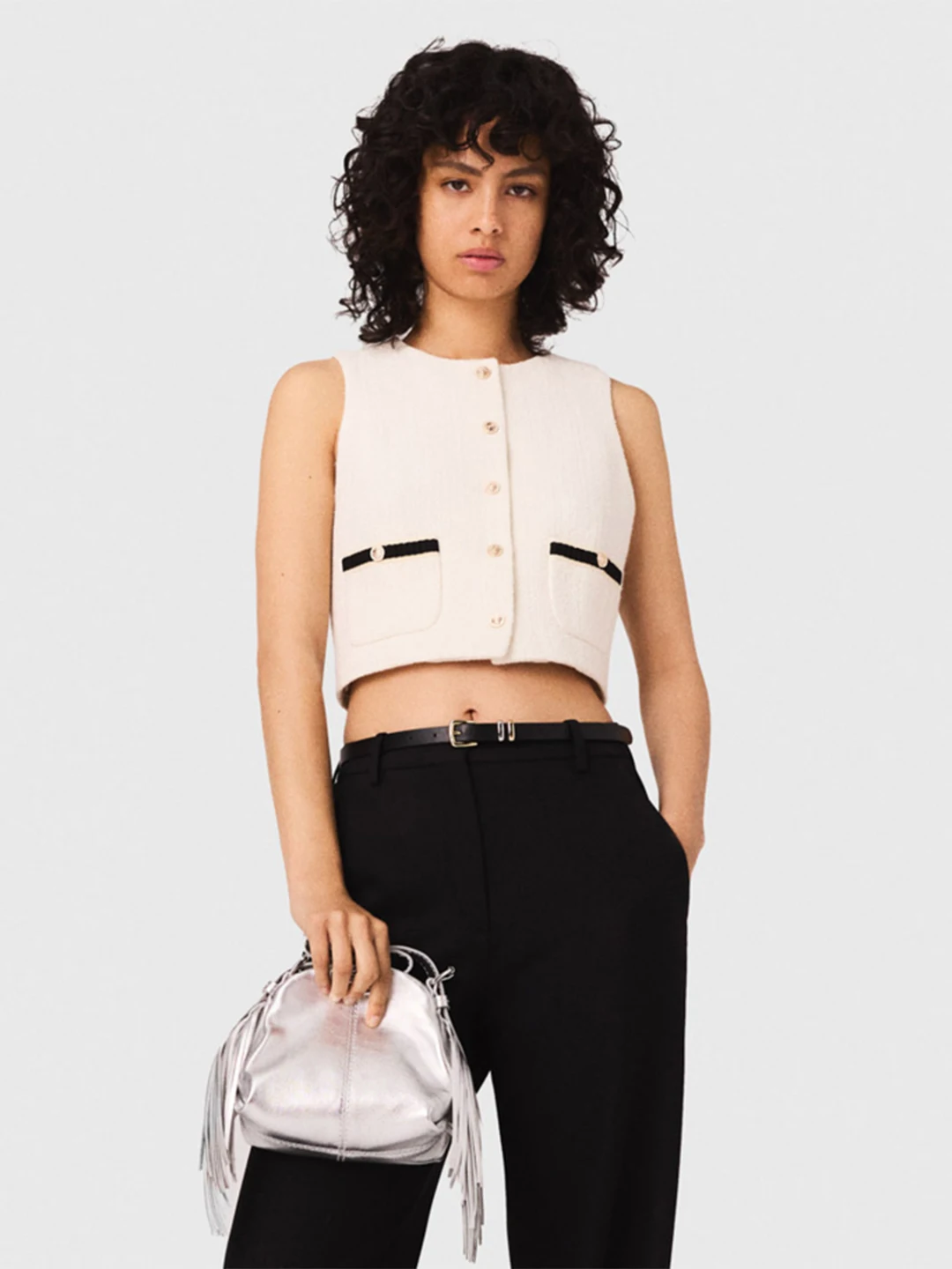 

Ele round Ne Svel ort Жилет Топ Женская мода Ранняя осень Новый Sle PATADSM TO020 Деталь на пуговицах для поездок на работу