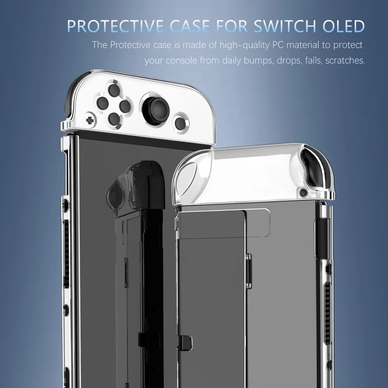 Custodia protettiva rigida protettiva antiurto trasparente per macchina da gioco con supporto per Nintendo Switch Oled