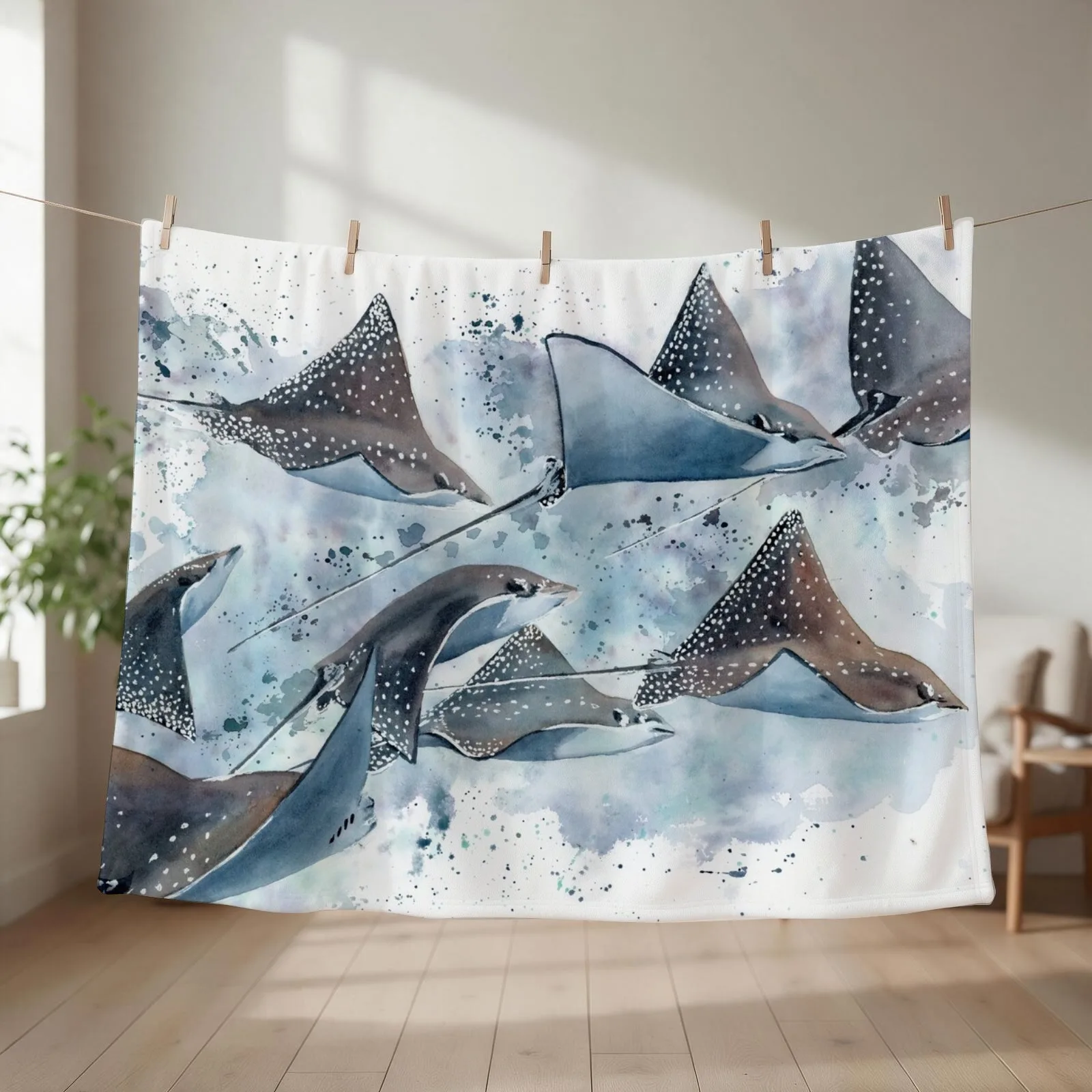 Fever Flight - Stingrays Throw Blanket couch cozy soft plush fuzzy picnic outdoor blanket