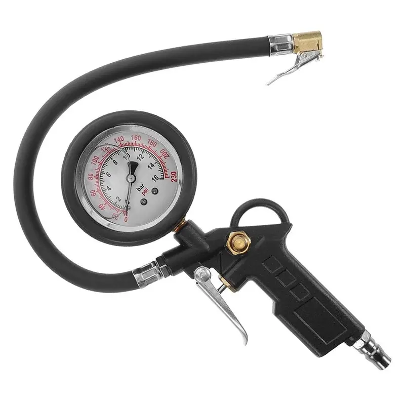 AAAN-For Tires For Car And Motorcycle Pressure Gauge And Inflator Portable Air Gauge With Hose For Measurement