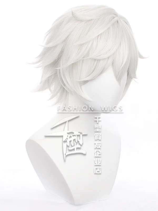 Hell Paradise Cosplay Short Wig Silver White Wig Jigokuraku Gabimaru Cosplay Anime Cosplay Wigs Heat Resistant Synthetic Wigs