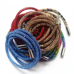 1pc 6mm Rhinestone Drawstring For Hoodie Trouser Sweatpant Rope Crystal Bling Strass Cord Replacement String Hose Diamond Trim