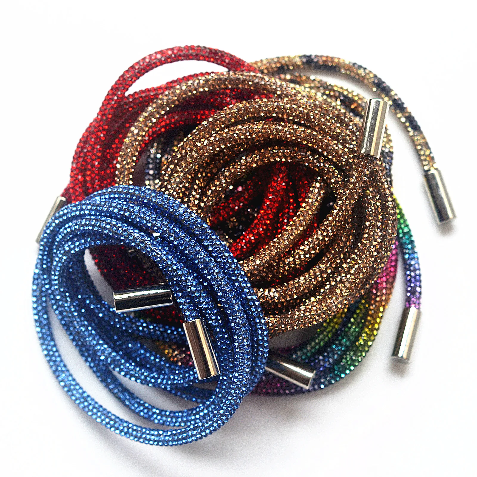 1pc 6mm Rhinestone Drawstring For Hoodie Trouser Sweatpant Rope Crystal Bling Strass Cord Replacement String Hose Diamond Trim