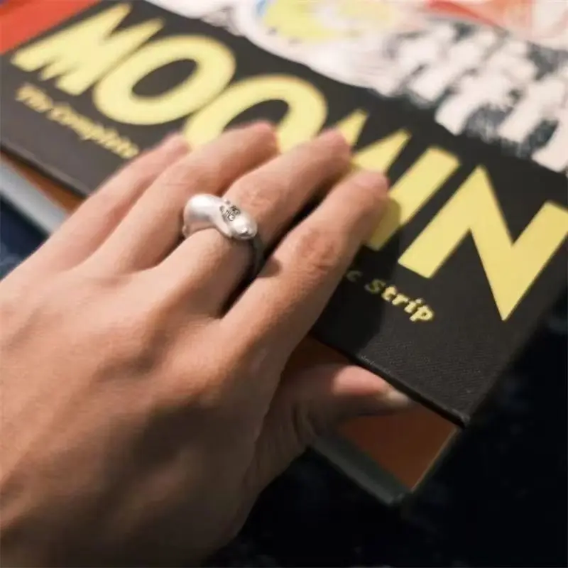 Moomin-Ring, neuer kreativer Cartoon- und niedlicher, sehr attraktiver, modischer, einfacher, vielseitiger, verstellbarer Paarring, Geburtstagsgeschenk – Detail 4