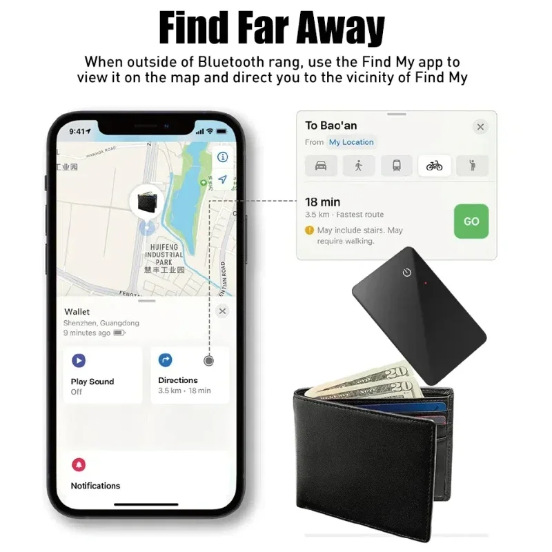 Xiaomi-Localisateur GPS sans fil, artefact de suivi des animaux de compagnie ITAG, adapté au localisateur mondial Apple, carte ultra-mince, anti-perte