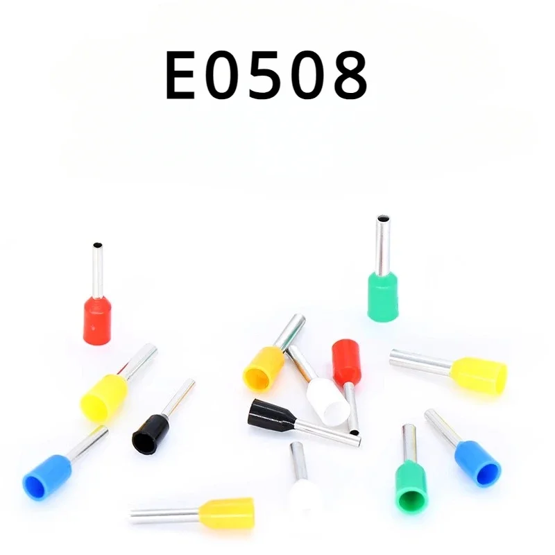 100pcs E0508 Tubular Wire Cold Pressure Connector Electrical Terminals Cable Crimps Wire Ferrules For 0.5mm2, 22 AWG Wire VE0508