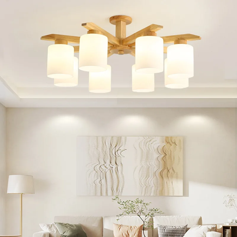 Modern Ceiling Chandelier Bedroom Solid Wood Ceiling Lamp Dining Room White Hanging Lamps Kitchen E27 Pendant Ceiling Lights