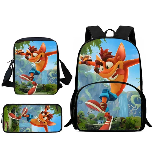 Imagen 2 del producto Mochilas para niños, bolso de hombro Bandicoots con dibujos animados, estuche para lápices, mochilas escolares de gran capacidad para niños y niñas, el mejor regalo