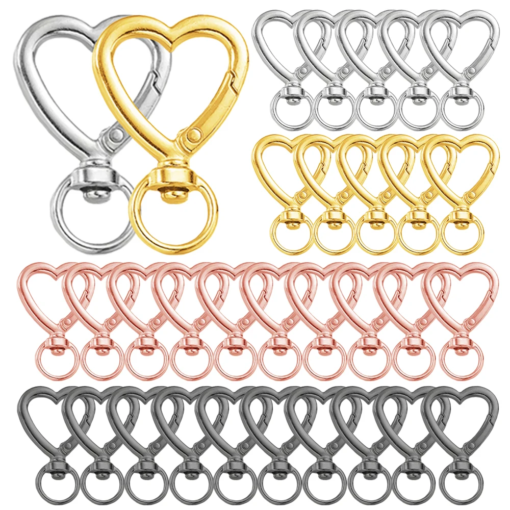 10/20pcs heart-shaped rotatable metal spring keychains hardware accessories,Suitable for keychains,bags,wallets,DIY handicrafts