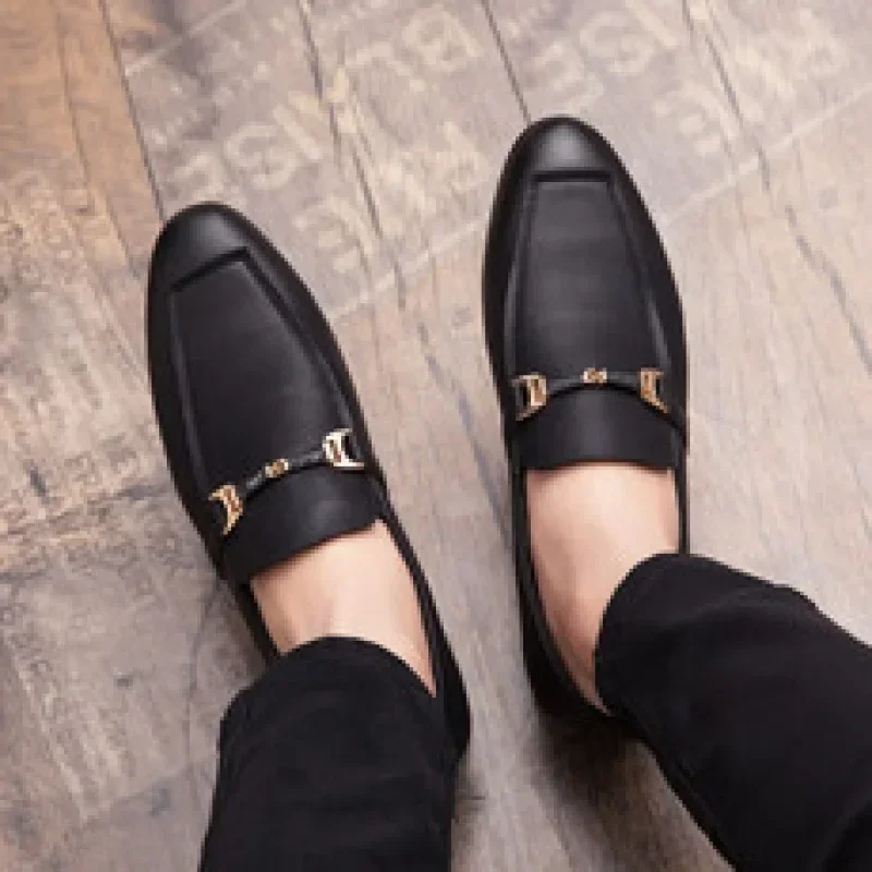 New Men's Formal Wear Shoes Genuine Leather Platform Luxury Loafers for Business Office Wedding Men's One Pedal