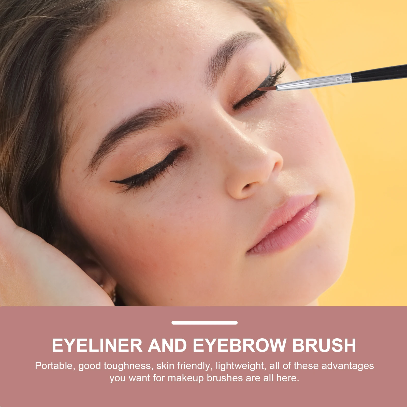 

6pcs Eyeliner Makeup Brush Angled Rayon Wooden H Travel Size Dual Use For Girls Practical Thin Oblique Tool Eyebrow Line