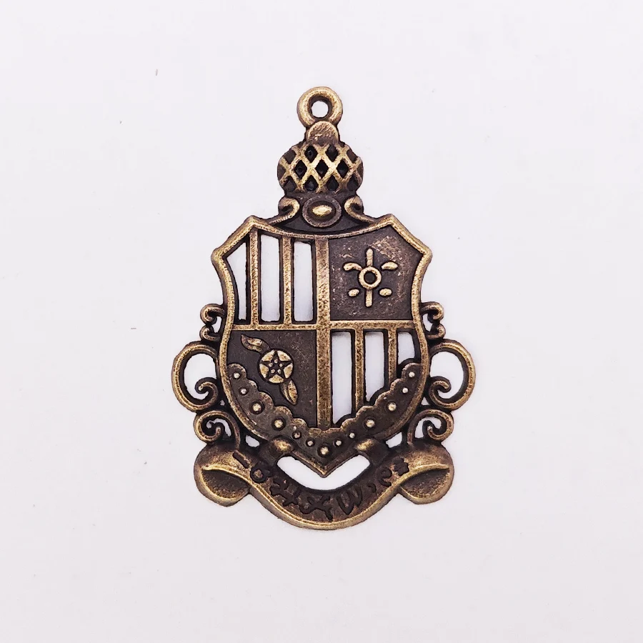 GraceAngie 15PCS Badge Shape Charms Antique Bronze Zinc Alloy School Logo Pendant Necklace Bracelet Jewelry Making Accessory