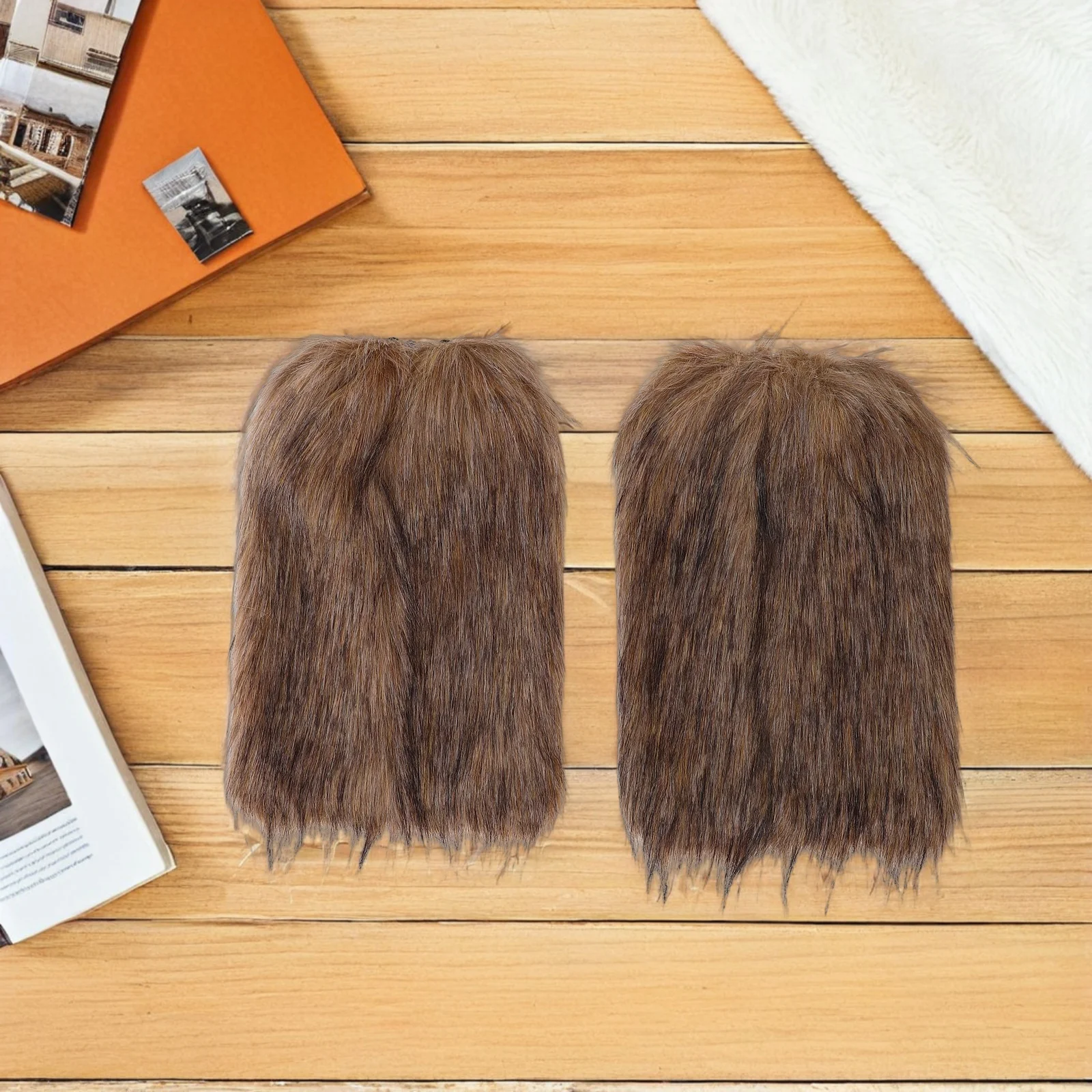 

1 Pair Faux Viking Leg Warmers Boot Covers For Women Men Halloween Cosplay Winter Party Costume Accessories - Furry Leg