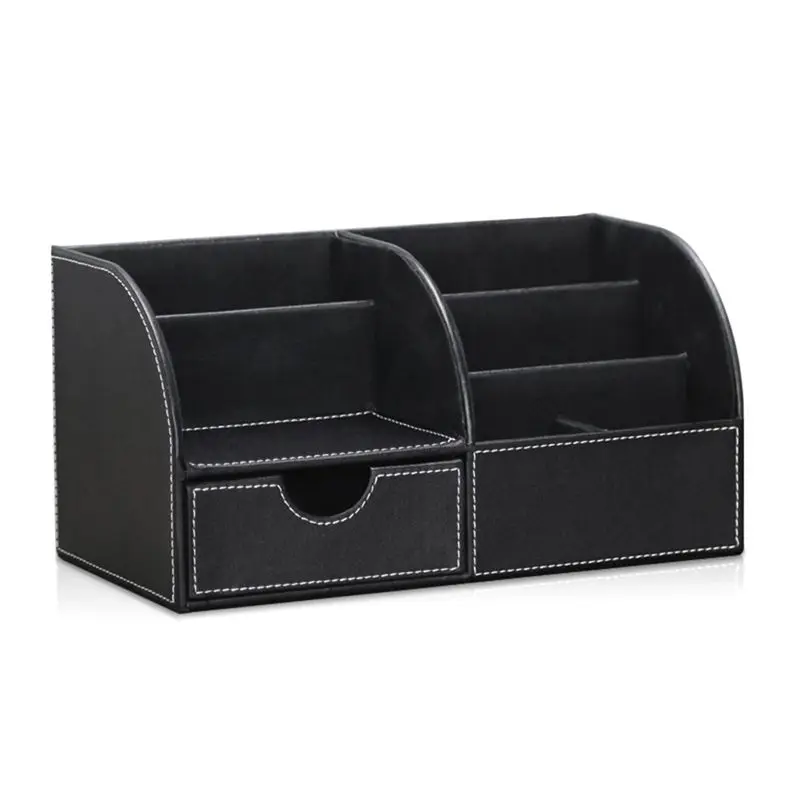 

Органайзер для офисного стола с ящиком, органайзеры и аксессуары для стола с держателем для ручек, милый держатель для пультов дистанционного управления, черный-AEF7